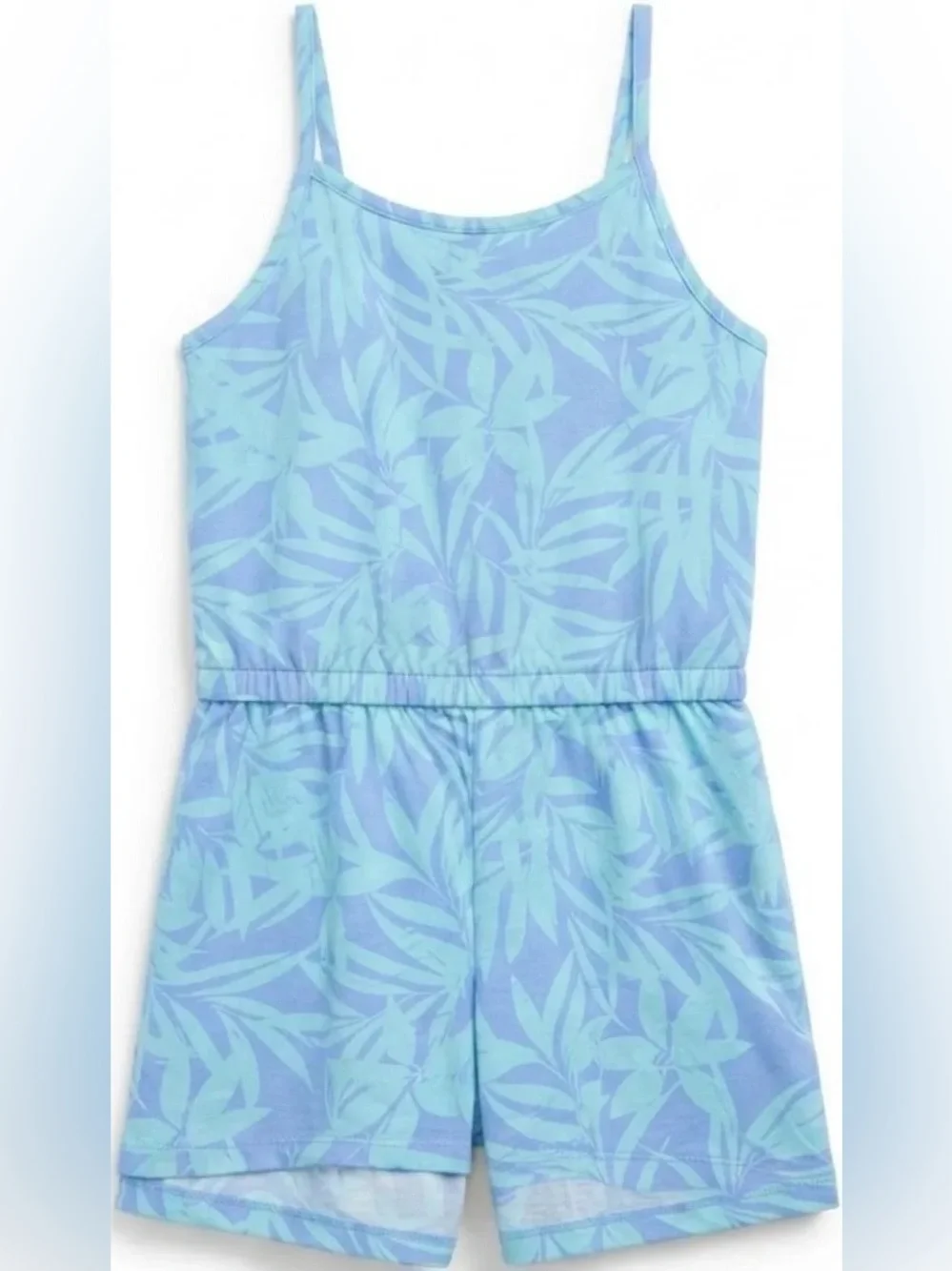 NWOT Old Navy Blue & Mint Leaf-Print Girls Romper